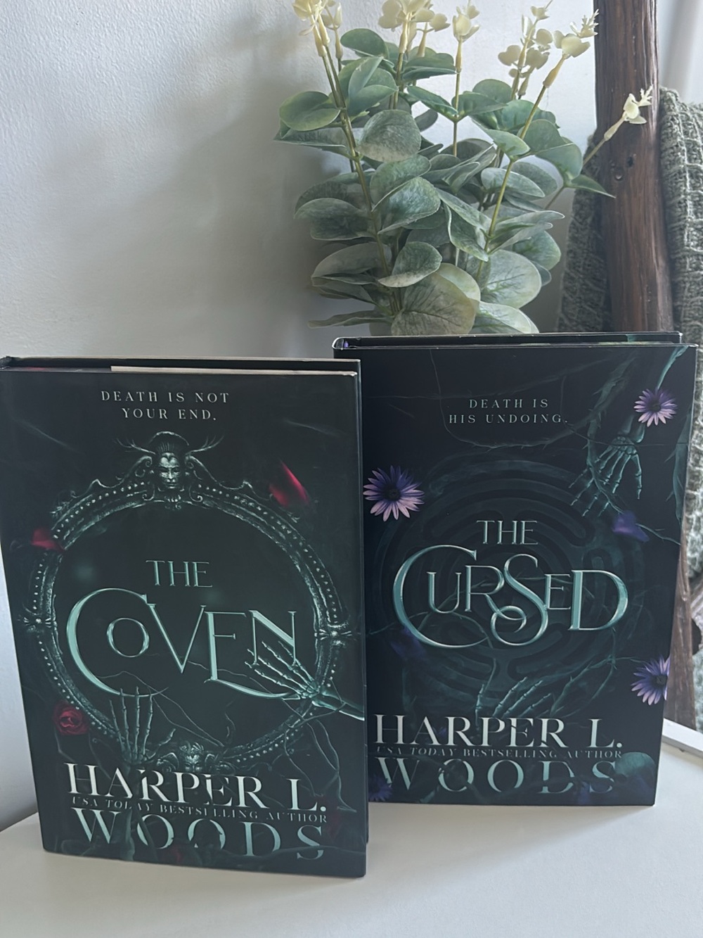 The Coven & The Cursed by Harper L. Woods - Dark Teal Hardcover Pair